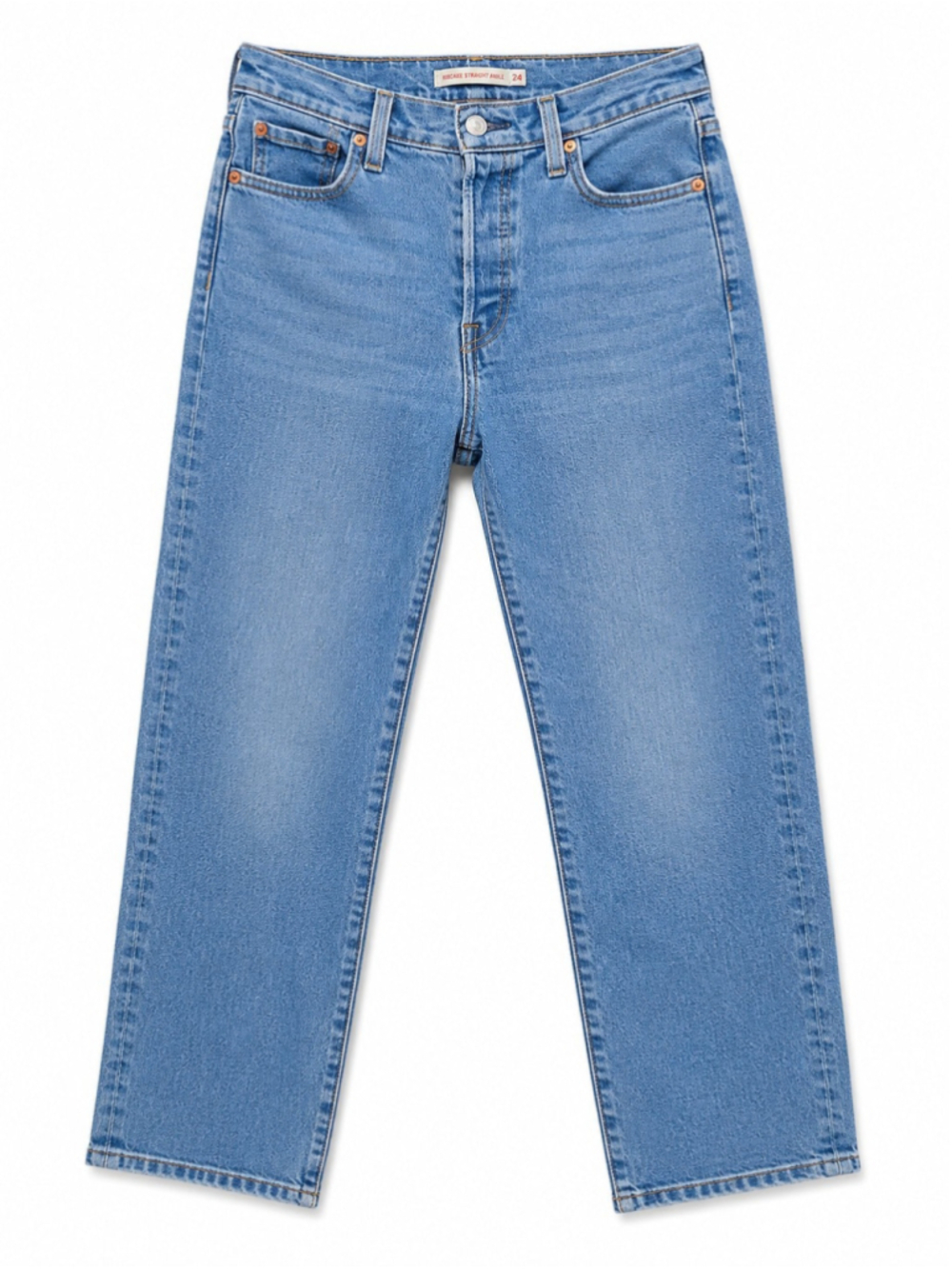 Levi's Jeans Sz 24 Blue Light Wash Rigcage Straight Ankle Jeans Button Fly Clean